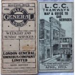 Pair of matching April 1914 bus and tram POCKET MAPS comprising London General Omnibus Company Map &