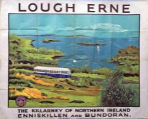 1940s/50s Great Northern Railway (Ireland) quad-royal POSTER 'Lough Erne - the Killarney of Northern