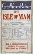 1932 Great Western Railway (GWR) double-royal letterpress POSTER 'Isle of Man' with through times