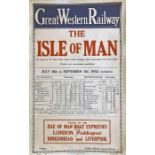 1932 Great Western Railway (GWR) double-royal letterpress POSTER 'Isle of Man' with through times