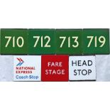 Selection (7) of London Transport bus & coach stop enamel E-PLATES for Green Line routes 710, 712,