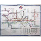 1955 London Underground quad-royal POSTER MAP designed by H C Beck. Shows the network in its settled