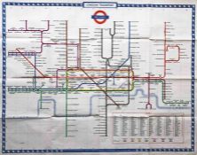 1955 London Underground quad-royal POSTER MAP designed by H C Beck. Shows the network in its settled
