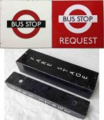 Pair of London Transport enamel BUS STOP SIGNS, one compulsory, one request. These are unusual,