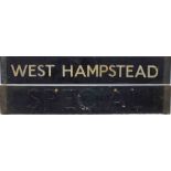 London Underground 1938-Stock enamel DESTINATION PLATE for West Hampstead/Special on the former