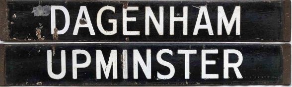 London Underground Q-Stock enamel DESTINATION PLATE for Dagenham/Upminster on the District Line.