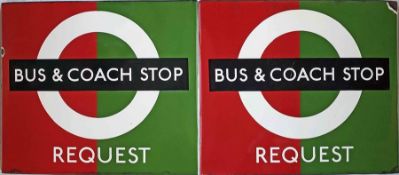 1950s/60s London Transport enamel BUS & COACH STOP FLAG (Request). This is the less common type with