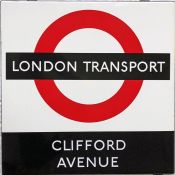 1950s/60s London Transport enamel BUS STOP SIGN 'Clifford Avenue' from a 'Keston' wooden bus