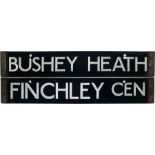 London Underground 38-Tube Stock enamel CAB DESTINATION PLATE for Bushey Heath / Finchley Cen on the