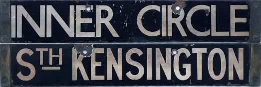 London Underground Q/CO/CP-Stock enamel CAB DESTINATION PLATE for Inner Circle/Sth Kensington on the