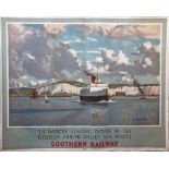 1946 Southern Railway quad-royal POSTER 'TS Invicta leaving Dover in the "Golden Arrow" short sea