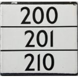 London Transport bus stop enamel E-PLATE for Maidstone & District routes 200, 201 and 210 on a split