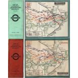 Pair of London Underground 'Stingemore' linen-card POCKETS MAPS comprising 1928/9 issue with pale