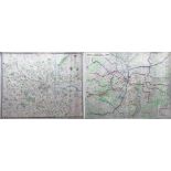 Pair of quad-royal POSTER MAPS of London & Paris comprising 1971 London Transport 'London's
