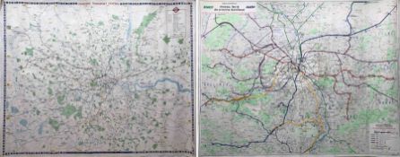 Pair of quad-royal POSTER MAPS of London & Paris comprising 1971 London Transport 'London's
