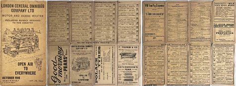 London General Omnibus Company Ltd fold-out LEAFLET of Motor and Horse Routes dated October 1910