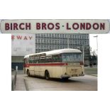 1960s glass PANEL SIGN 'Birch Bros - London' from the rear of a coach operated by this well-known