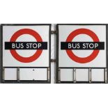 1940s/50s London Transport enamel BUS STOP FLAG (compulsory). An E3 type with runners for 3 e-plates