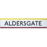 1950s/60s London Underground enamel PLATFORM FRIEZE PANEL from the former Aldersgate station on