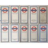 Selection (10) of 1953-59 London Underground diagrammatic, card POCKET MAPS, all Beck issues and