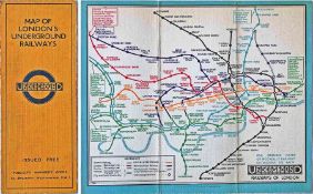 1932 London Underground linen-card POCKET MAP from the Stingemore-designed series of 1925-32. This