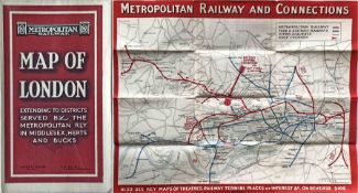 1924 Metropolitan Railway POCKET MAP, the Met's own version of the London Underground map. This is