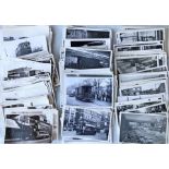 Large quantity (c350) of postcard-size b&w PHOTOGRAPHS of London trams. A very wide variety
