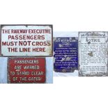 Selection (4 ) of RAILWAYS SIGNS comprising BR (S) 'Railway Executive - Passengers must not