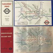 Pair of London Underground diagrammatic, card POCKET MAPS comprising issues No 1 1938 (Beck) and