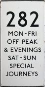 London Transport bus stop enamel E-PLATE for route 282. A double-vertical example that is