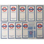 Selection (10) of 1959-65 London Underground diagrammatic, card POCKET MAPS comprising Beck issues