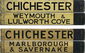 Pair of 1950s Southdown Motor Services DESTINATION BOARDS as fitted to the front of excursion