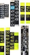 Selection (10) of mainly London route numbers/letters DESTINATION BLINDS comprising a Leatherhead (