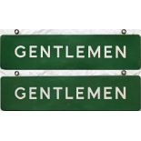 British Railways (Southern Region) enamel PLATFORM SIGN 'Gentlemen'. A double-sided, fully flanged