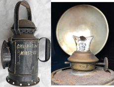 Great Western Railway (GWR) HANDLAMP inscribed 'GW & LM&S Joint R/s Minsterley' and stamped 'GWR'