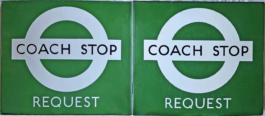 1950s/60s London Transport enamel COACH STOP FLAG (Request). A double-sided, hollow 'boat'-style