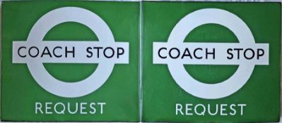 1950s/60s London Transport enamel COACH STOP FLAG (Request). A double-sided, hollow 'boat'-style