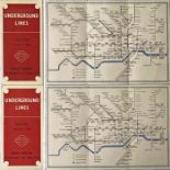Pair of WW2 London Underground diagrammatic, card POCKET MAPS by Hans Schleger and comprising issues