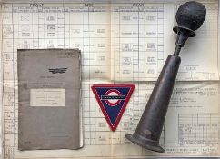 Small bundle of London Transport material comprising a 1930s BULB HORN, thought to be ex-STL (rubber