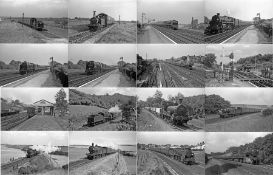 Quantity (c100) of 1940s/50s b&w STEAM RAILWAY NEGATIVES (120-size, 9cm x 6cm) taken by the