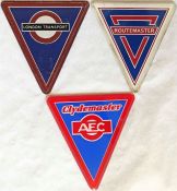 Selection (3) of Routemaster perspex RADIATOR GRILLE BADGES comprising London Transport Central Area