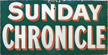 c1910s-30s ENAMEL ADVERTISING SIGN 'Sunday Chronicle'. This newspaper was founded in 1885 and was