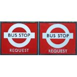 1940s/50s London Transport enamel BUS STOP FLAG, the 'Request' version. Double-sided with two enamel