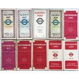 Selection (10) of 1930s-40s London Underground POCKET MAPS comprising 6 x card diagrams: No 1