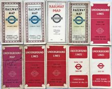 Selection (10) of 1930s-40s London Underground POCKET MAPS comprising 6 x card diagrams: No 1