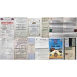 Bundle of 1870s onwards RAILWAY EPHEMERA comprising 1899 GWR/LSWR Royal Train timetables, 1870s/