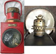 Great Western Railway (GWR) LEVEL CROSSING LAMP with 'GWR' plate on the brass cap and maker's