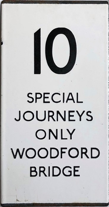 London Transport bus stop enamel E-PLATE for route 10. A double-vertical example that is