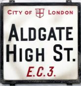 A c1920s City of London STREET SIGN from Aldgate High Street, EC3, once the route to one of the