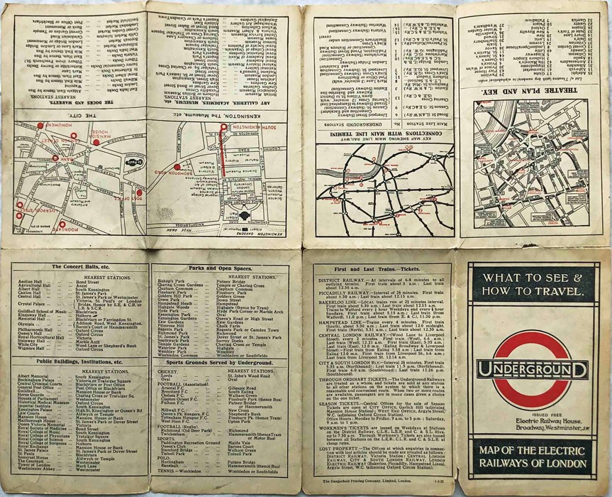 Selection (3) of early London Underground POCKET MAPS comprising undated (c1914) issue (fragile with - Image 5 of 5